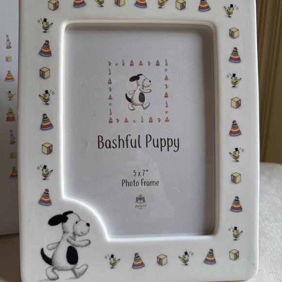 Jellycat Bashful Puppy Photo Frame 5 x 7 Ceramic Dog Baby Gift - Picture 5 of 7